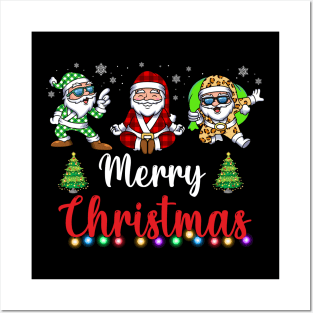 Cute santa Merry Christmas Light Family santa Xmas Matching Posters and Art